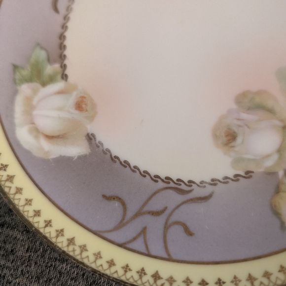 Antique Hanusch and Bernhart Porcelain Dessert/Side Plate, White Roses, Set of 4 - Picture 6 of 9